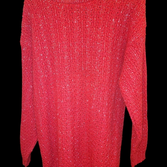 Beautiful Sweater Red and Silver Accents Vintage Oversized Small - Picture 3 of 4